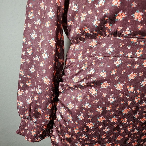 NWT Wrap Front Floral Ruched Mini Dress by NSR/Napean Sea Road Size Medium - Picture 14 of 16